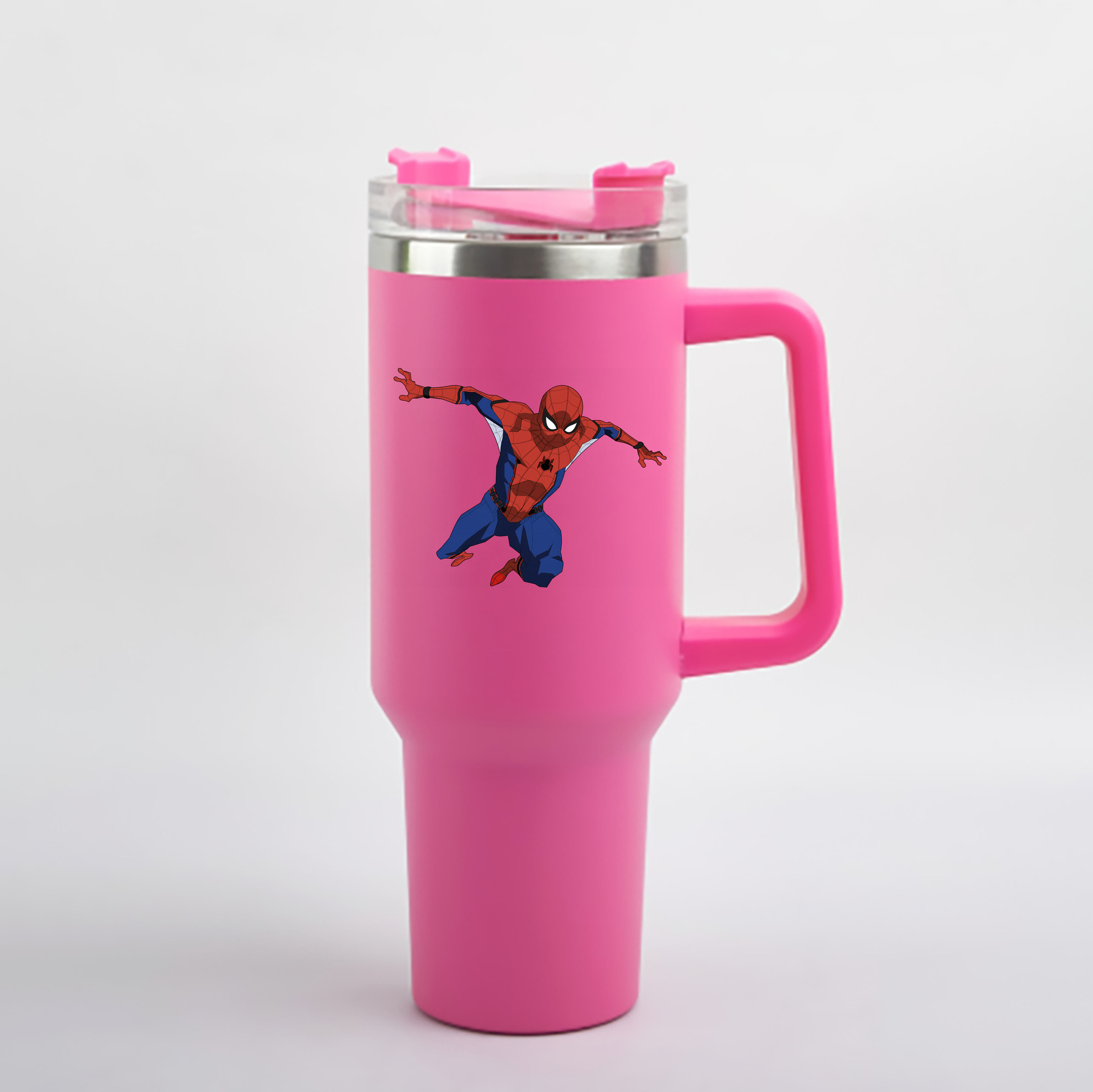（画像用） Spider Man スパイダーマン 1200mL車用タンブラー - クリスタルステッカー（プラスチックストロー付き）